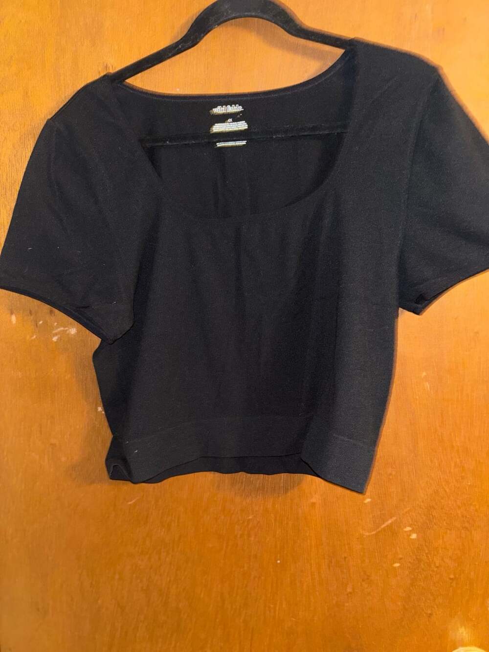 Wild Fable Seamless Square Neck Crop Top Size 4X Black Short Sleeve